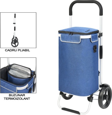 Carucior Cumparaturi, Pliabil, 2 Roti, Cruiser, Allround, 650065 Albastru - Img 2