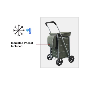Carucior cumparaturi pliabil Madisson SW42035, 65L, 4 roti, buzunar termoizolant, kaki - Img 13