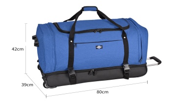 Geanta de voiaj cu role XL Lee Cooper, 2 compartimente, poliester 600D/bumbac, 80 cm, albastru - Img 3