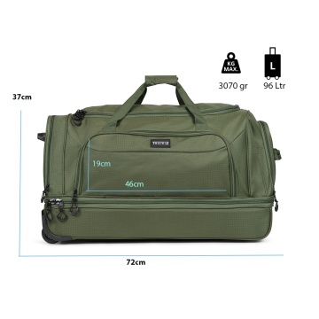 Geanta de voiaj cu role XL TravelZ, 2 compartimente, poliester, 72 cm, verde - Img 5