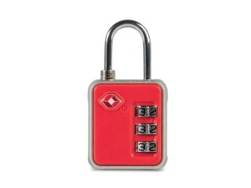 Lacăt TSA cu cifru pentru bagaj, 6.5x3x1.5 cm, metal, Worldpack F10379, rosu