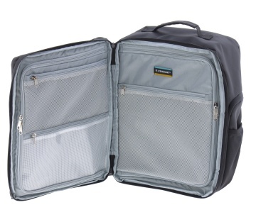 Rucsac avion 40x30x20/25 cm extensibil, bagaj de mână Wizz Air/Ryanair, 26/28L, poliester impermeabil, cu protecție RFID, 16 inch, Vogart Sync, negru - Img 3