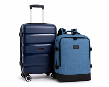 Set Troler de cabină Aventor + Rucsac Avion Bestway Cabin Pro, bleumarin/albastru