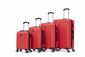 Set trolere Aventor, Polipropilenă, Cifru TSA, 4 Roți Duble 360°, AV109, 4 Piese, Roșu