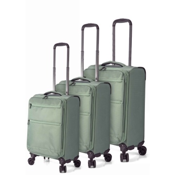 Set trolere extensibile Benzi BZ 5826, poliester, 1 bagaj de cabina si 2 de cala, 4 roti duble la 360°, verde inchis - Img 1