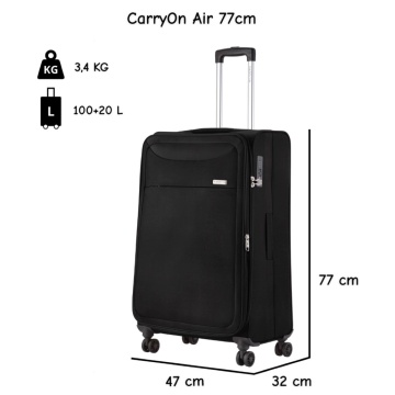 Set trolere extensibile CarryOn Air, 1 bagaj de cabina si 2 de cala, poliester, +20% capacitate, cifru TSA, negru - Img 6