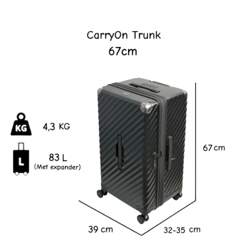 Set trolere extensibile Carryon Trunk, policarbonat, 1 bagaj de cabina si 2 de cala, cifru TSA, 4 roti cu suspensii, negru - Img 6