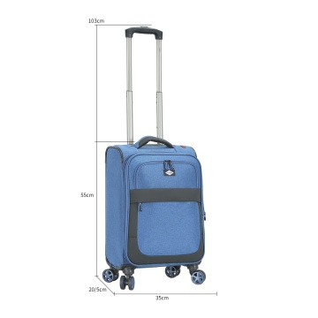 Troler Cabină Extensibil 55x35x20 cm Lee Cooper, Poliester, 4 Roti Duble, LC33503, Albastru - Img 4