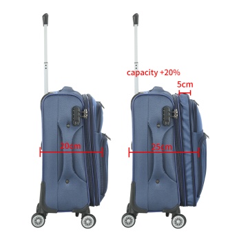 Troler cabină extensibil Madisson, 55x35x20/25 cm, poliester, 4 roți duble, cifru, SW55104, bleumarin - Img 3