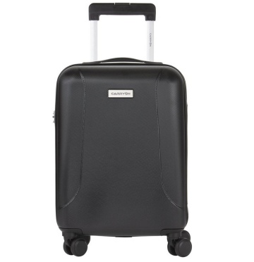Troler Cabina, Policarbonat/ABS, 4 Roti Duble, cifru TSA, CarryOn Skyhopper, 55 cm, Negru