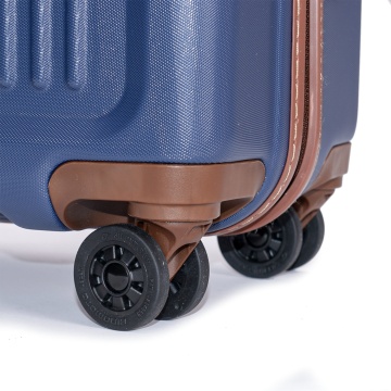 Troler Cabina Policarbonat/Piele Naturala Stratic Merian S - 55 cm Bleumarin - Img 3