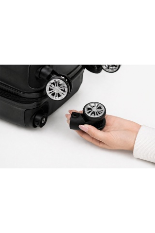 Troler Cabină XS Aventor, 40×30×20 cm, Wizz Air/Ryanair, Roți detașabile, ABS, 23 L, AV104, Negru - Img 2