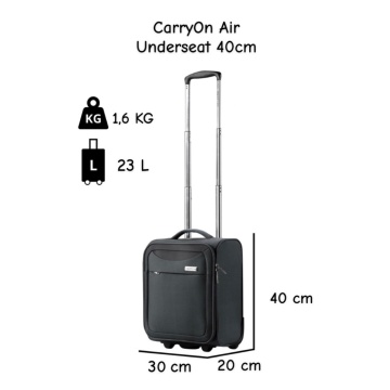 Troler cabina XS CarryOn Air, 40×30×20 cm, bagaj de mana Wizz Air, poliester, 23 L, negru - Img 3