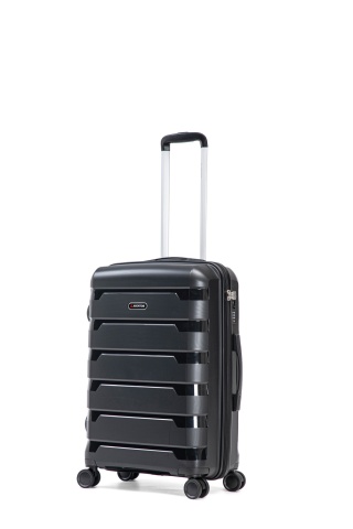 Troler de Cabină Aventor, 55x40x23 cm, Polipropilenă, Cifru TSA, 4 Roți Duble 360°, AV109, Negru