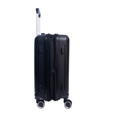 Troler de cabina extensibil Aventor AV101, 55x36x21.5 cm, bagaj de mana, polipropilena, +20% capacitate, fermoar antifurt, cifru TSA, negru - Img 11