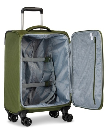 Troler de cabină Worldpack Bern F10508, 55x37x24 cm, bagaj de mână, poliester, cifru TSA, 4 roți duble, verde olive - Img 2