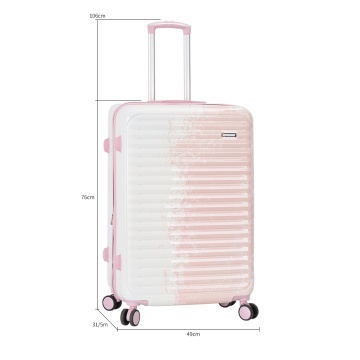 Troler Mare Extensibil 76x49x31 cm Madisson, Fermoar Antifurt, Policarbonat, SW65203, Roz/Alb - Img 4