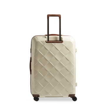 Troler Mare Policarbonat/Piele Naturala Stratic Leather and More L - 76 cm Alb - Img 4