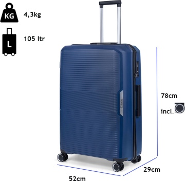Troler mare TravelZ Swinger, polipropilena, cifru TSA, 4 roti duble, 78 cm, albastru - Img 6