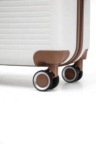 Troler Mediu Aventor, 67x41x25.5 cm, ABS, Cifru, 4 Roți Duble 360°, 61 L, AV107, Alb - Img 3