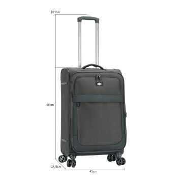 Troler Mediu Extensibil 66x41x24 cm Lee Cooper, Poliester, 4 Roti Duble, LC33503, Antracit - Img 4