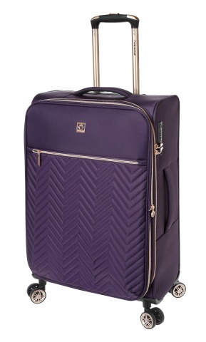 Troler mediu extensibil Diplomat Monaco 68x42x26/31 cm, +25% capacitate, fermoar antifurt, bagaj de cala, poliester, mov