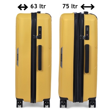 Troler mediu extensibil TravelZ Swinger, polipropilena, cifru TSA, 4 roti duble, 67 cm, galben - Img 5
