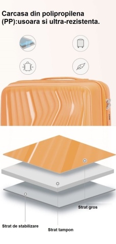 Troler Mediu Madisson, 67x44x27 cm, Polipropilenă, Fermoar Antifurt, Cifru, 70 L, SW65603, Rose - Img 5
