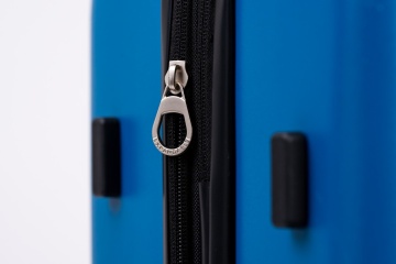 Troler Mic De Cabina Extensibil, Rowex Stripe, Policarbonat, 52 x 34 x 23 cm, 4 roti duble cu rotatie 360°, Cifru TSA, Albastru - Img 4