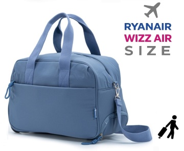 Geanta de voiaj cu role 40x25x20 cm, bagaj de mână Wizz Air/Ryanair, 1.25 kg, 20 l, poliester, Benzi BZ 5851, albastru deschis