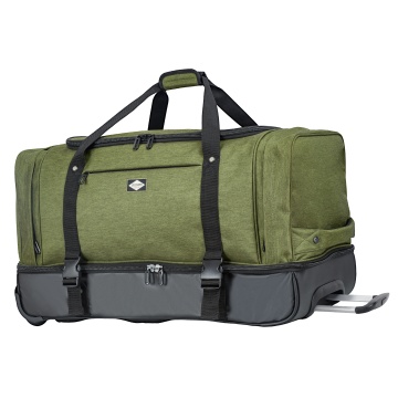 Geanta de voiaj cu role Lee Cooper, 2 compartimente, poliester 600D/bumbac, 98L, 70 cm, kaki