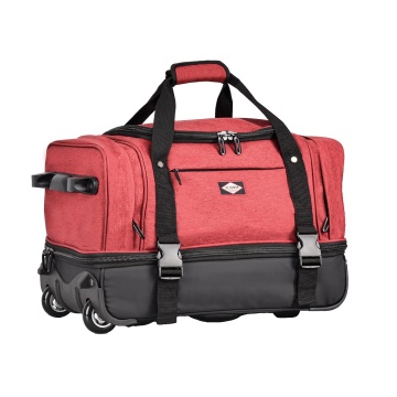 Geanta de voiaj cu role Lee Cooper, 2 compartimente, poliester 600D/bumbac, 50 cm, grena - Img 9