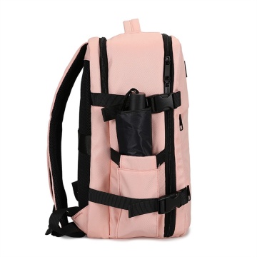 Rucsac calatorie Aventor AV201, bagaj de mana avion Ryanair/Wizz Air, 40x25x20 cm, poliester, maner tip geanta, rose - Img 6