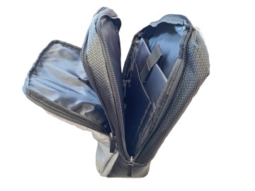 Rucsac Laptop 14" Davidts Portofino Wizz Air/Ryanair, 40 x 28 x 14 cm, Poliester 1680D/Piele ecologica, Gri - Img 4