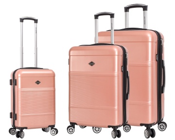 Set 3 trolere Lee Cooper LC32203, policarbonat, 4 roti duble, cifru, rose - Img 1
