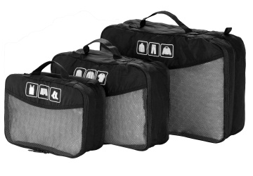 Set Organizator Voiaj/Calatorie Snowball, 3 Piese, Poliester, SW38030, Negru