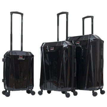 Set trolere Aventor AV103, policarbonat, 1 bagaj de cabina si 2 de cala, folie de protectie, cifru TSA, negru