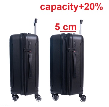 Set trolere extensibile Aventor AV101, 1 bagaj de cabina si 2 de cala, +20% capacitate, fermoar antifurt, polipropilena, cifru TSA, negru - Img 3