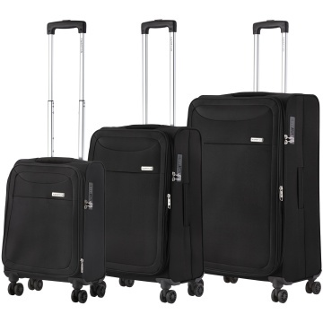 Set trolere extensibile CarryOn Air, 1 bagaj de cabina si 2 de cala, poliester, +20% capacitate, cifru TSA, negru - Img 1