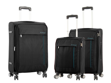 Set Trolere Madisson SW35703, 4 Roti Duble, Poliester, 3 Piese, Negru