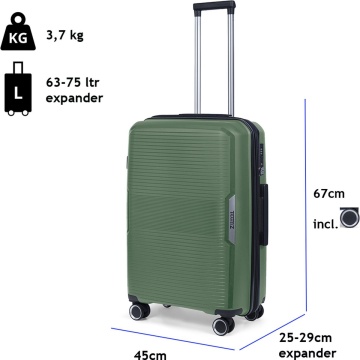 Set trolere TravelZ Swinger, polipropilena, cifru TSA, 4 roti duble, 3 piese, verde - Img 3