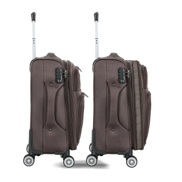 Troler cabină extensibil Madisson, 55x35x20/25 cm, poliester, 4 roți duble, cifru, SW55104, maro - Img 5