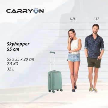 Troler Cabina, Policarbonat/ABS, 4 Roti Duble, cifru TSA, CarryOn Skyhopper, 55 cm, Verde - Img 10
