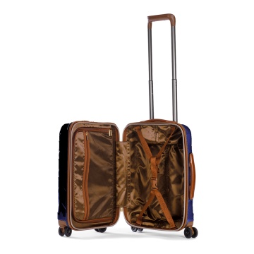 Troler Cabina Policarbonat/Piele Naturala Stratic Leather and More S - 55 cm Albastru - Img 2
