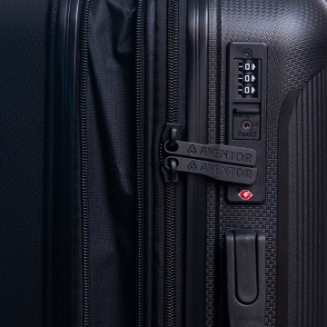 Troler de cabina extensibil Aventor AV101, 55x36x21.5 cm, bagaj de mana, polipropilena, +20% capacitate, fermoar antifurt, cifru TSA, negru - Img 8
