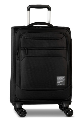 Troler de cabină Worldpack Bern F10508, 55x37x24 cm, bagaj de mână, poliester, cifru TSA, 4 roți duble, negru