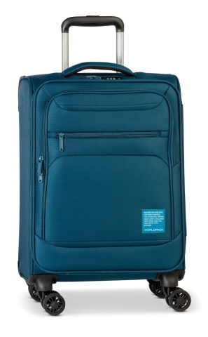 Troler de cabină Worldpack Bern F10508, 55x37x24 cm, bagaj de mână, poliester, cifru TSA, 4 roți duble, turcoaz