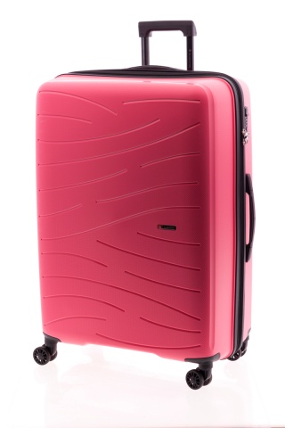 Troler Mare Extensibil, Polipropilena, Cifru, Roti cu Suspensie, Gladiator Flow, MG 1712 - 74 cm, Roz