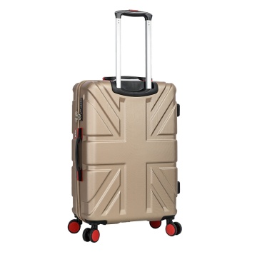 Troler Mare Lee Cooper London, ABS, 4 Roti Duble, Cifru, 76 cm, Auriu - Img 8