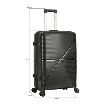 Troler mare Madisson SW42103, polipropilena, cifru, 4 roti duble, 77 cm, negru - Img 7